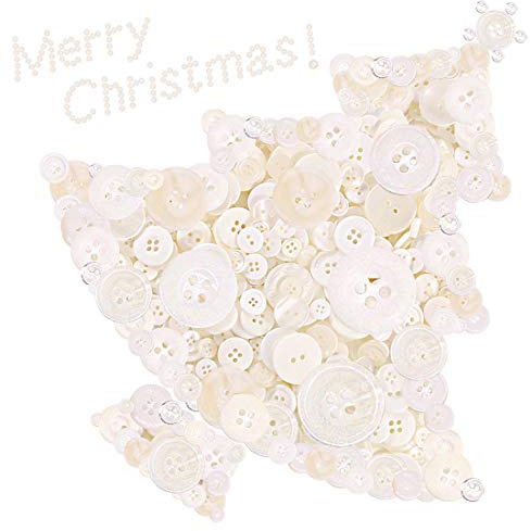 Swpeet 1000 Stück Weihnachts-Bastelknöpfe, 2 & 4 Löcher, weiß, rund, Kunstharz, Nähknöpfe, perfekt für Weihnachtsnähdekorationen, Kunst- und Bastelprojekte