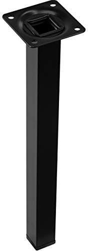 Gedotec Pie para Muebles | H3917 | Altura del pie de 250 mm | 1 Pieza | con Deslizadores plástico Negro | con Rosca M10 | Pies de Tubo de Acero de Metal sólido | Base Soporte con Placa atornillable