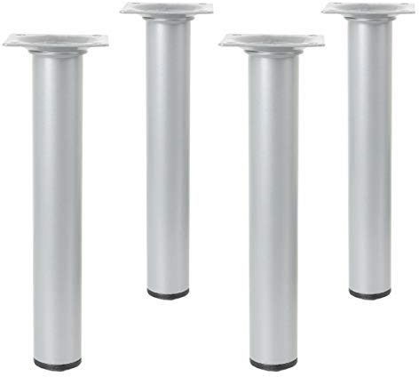 Amig 4er Set Tischbeine Ausführung Rund Silber ø 30mm Höhe 600mm Möbelfüße aus Metall