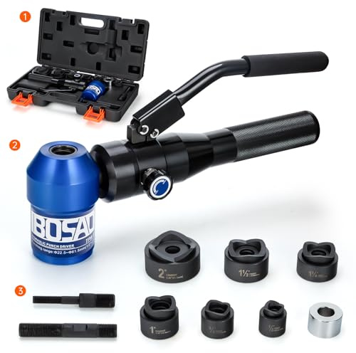 IBOSAD Kit de perforador hidráulico de aleación de aluminio de 1/2 a 2 pulgadas para conducto eléctrico, juego de herramientas KO perforadora de chapa de metal (TPA-8)