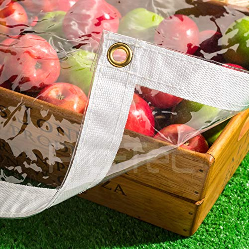 Pro-Tec Garden Products Clear Tarpaulin Heavy Duty Waterproof 330gsm PVC Glass See Through Tarp Cover Sheet 6ft x 6ft (2m x 1.8m)