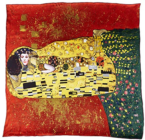 YangtzeStore Grande écharpe carrée en soie Charmeuse - Impression artistique classique