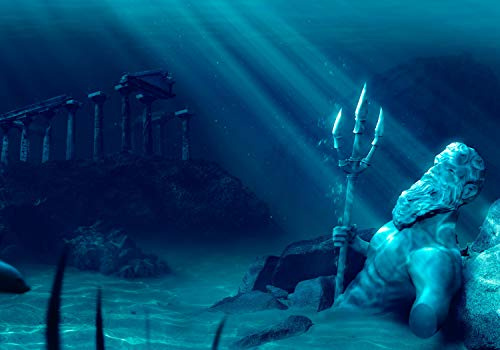 wandmotiv24 Fototapete Griechische Statue Unterwasser Licht, L 300 x 210 cm - 6 Teile, Wanddeko, Wandbild, Wandtapete, Griechenland Mensch M5955