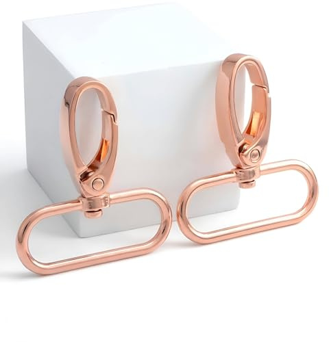 15 Stück ovale Ring-Karabinerverschluss, Klauen-Druck-Tor-Trigger-Verschlüsse, drehbare Karabinerhaken für Lederhandwerksgurte, Schlüsselbandbänder (Roségold, 3,8 cm)