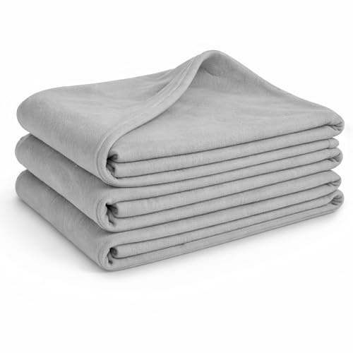 Glart Oeko-Tex Fleecedecken 3er Set in platingrau, 130x160 cm, über 200g/m2. Ideal als Sofadecke, Kuscheldecke oder Picknick-Decke