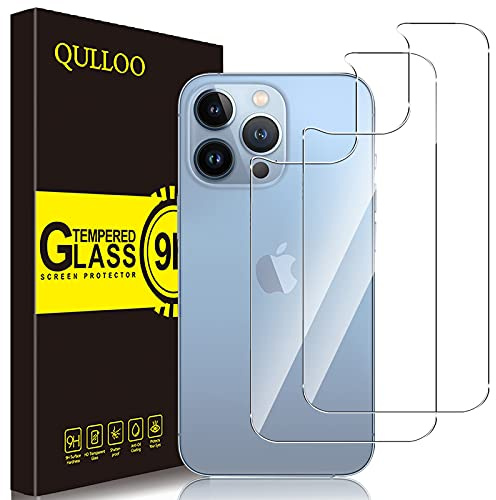 QULLOO Rückseite Displayschutzfolie für iPhone 13 Pro, Hinten Schutzfolie 9H Härte Zurück Panzer Schutz Glas HD Klar Rückseite Folie - 2 Stück