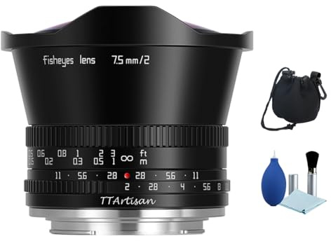 TTArtisan 7.5mm F2 APS-C Fisheye Lens 180° Ultra Wide Angle Large Aperture Manual Focus Lens for Fuji X Camera XT10 XT20 XT3 XT30 XT4 XT100 XE3 XA1 XA2 XA3 XPRO2 XS10