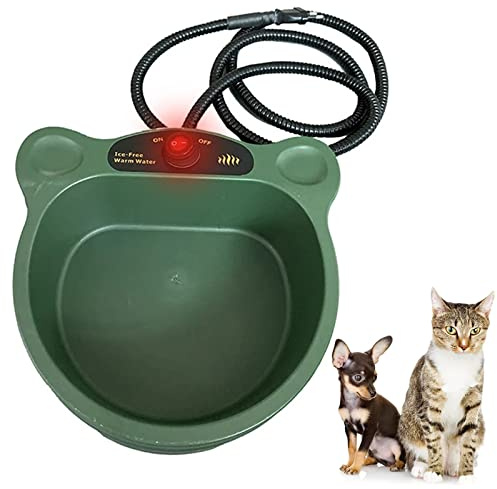 PJDDP Pet Heated Pet Bowl Outdoor Dog Water Thermal-Bowl Winter Automatic Constant Temperature Cats Dogs Feeder Food Container with Anti-Skid Heat-Resisting Waterproof ON/Off Switch