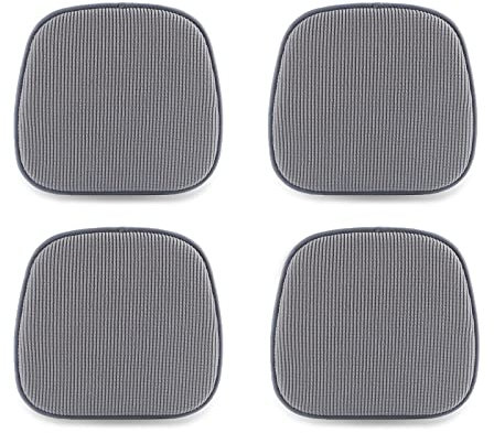 TANYOO 4er Set Stuhlkissen 40x38 cm Sitzkissen Stuhl mit Kariertem Samtbezug Rutschfestes Waschbares Sitzauflage für Stühle im Büro Outdoor Indoor Garten 15 x 16 Inches (Grau)