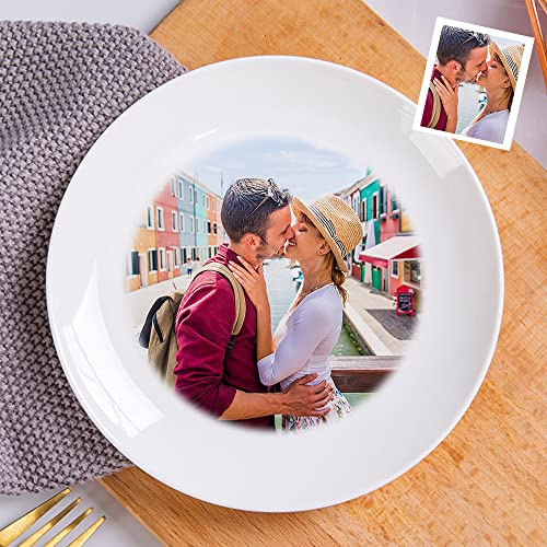 Smile lab Personalisiert Foto Pastateller Keramik, Speiseteller oder Frühstücksteller runder Essteller aus hochwertigem Porzellan 20.6cm