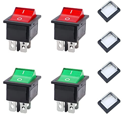 JINXIAN 4 Stück Wippschalter AC 250V 16A 125V 20A Kippschalter | mit Wasserdichte Abdeckung 230v Schalter Wasserdichter für Verschiedene Arten Von Elektrischen