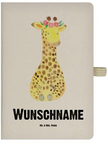 Mr. & Mrs. Panda Personalisiertes Notizbuch Giraffe Blumenkranz - Personalisierte Geschenke, Abenteurer, Selbstliebe, Buch personalisiert, Freundin, Journal, Afrika, personalisierbar