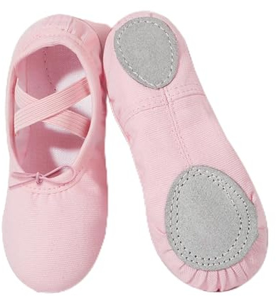 flintronic Balettskor, dansskor på duk, läderdelad sula, gymnastikskor, baletttofflor, balettskor, balettdansskor för flickor kvinnor barn, rosa (32 EU, 39 EU)