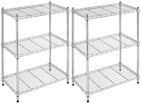 THINIA HOME Pack 2 Estanterías Metálicas con 3 Baldas Ajustables 76.2x58.9x34cm 240Kg
