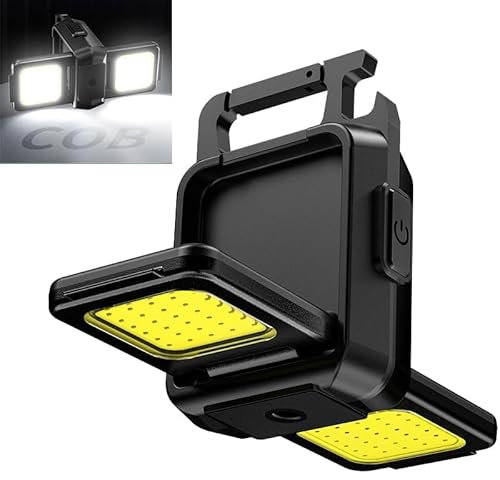 LETOUR LED Keychain Flashlight, Multifunctional 1000 Lumens 6 Modes Mini Handheld Torch COB LED Torch, Watherproof Keyring Flashlight Portable Pocket Light with Magnet Base for Walking Camping Fishing
