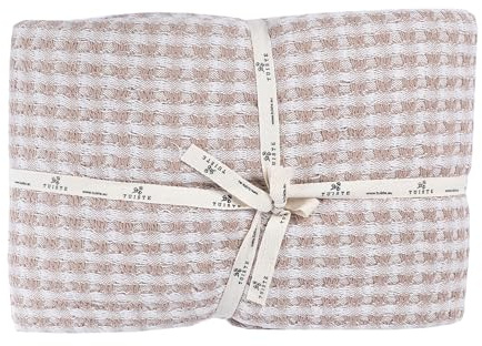 Tuiste Premium Tagesdecke Einzelbett 150x200 Beige, Leichte Sommerdecke Waffeloptik, Bettüberwurf, Plaid Decke für Sofa, Sofadecke Baumwolle, Couchdecke, überdecke Bett, überwurf