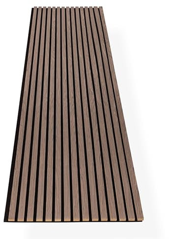 HAGEFOL® pannelli fonoassorbenti legno, 240 x 60 cm, colore: Noce, Pannelli da parete in legno 3D, pannelli acustici, 2400 x 600 mm