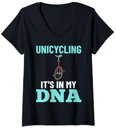 Einrad Fahrrad Lustiges Training Lernen Radfahren T-Shirt mit V-Ausschnitt