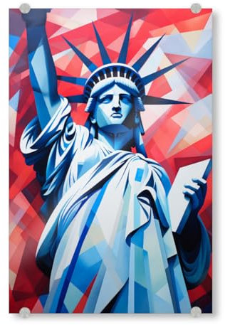 artboxONE Acrylglasbild 90x60 cm Städte/New York Gemälde der Freiheitsstatue - Bild Kunst Farbe Formen