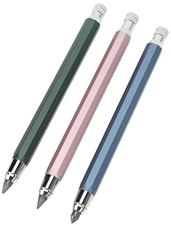 3-teiliges Mechanisches Zimmermannsbleistift-Set, 5,6 Mm Graphitstifte mit Spitzer, Bequem zu Bedienen, Breite Anwendung (Blau Rosa Grün)