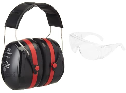 3M PELTOR Optime III H540A - H54001, Casque anti bruit, Protection auditive de travail, SNR = 35 dB & Surlunettes de sécurité 3M™ Visitor 71448-00001M