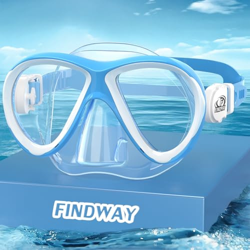 Findway Maschera da snorkeling per bambini, occhialini da nuoto per bambini con copertura per il naso per 4-14 anni, ragazzi e ragazze, comoda vestibilità, impermeabile, nessuna perdita, maschere