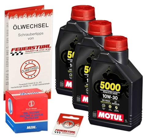 Öl & Ölfilter für Honda CB 500 F, 2013-2015 (PC45), Ölwechsel Set 10W-30 Motoröl + MiW Filter + Dichtring(e)