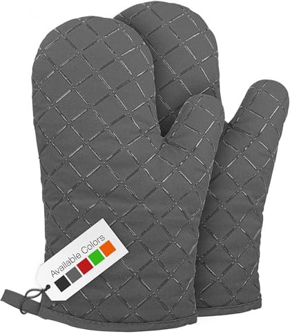 Oven Gloves Heat Resistant Double Sided Non Slip Silicone Oven Mitts for Grilling Cooking Baking Barbecue - Silicone 1 Pair, Grey Christmas Oven Gloves