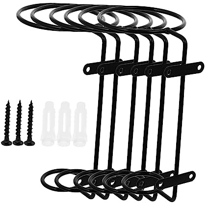 Garneck 6pcs Iron Wall Mounted Wine Rack Single Bottle Holder Metal Bracket Painted Wall Hanging Wine Bottle Holder