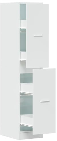 vidaXL Apothekerschrank, Hochglanz Weiß, 30x41x144,5 cm, Holzwerkstoff, Modernes Design, Aufbewahrungsschrank für Wohnzimmer, Schrank mit 4 Schubladen, Wohnaccessoire