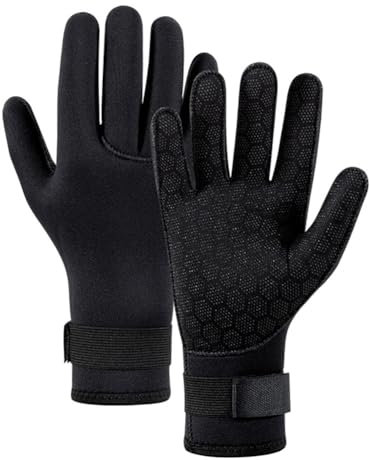 Faeymth 1 Paar 3 mm Neoprenhandschuhe, rutschfest, Neopren-Tauchhandschuhe, Surfhandschuhe zum Speerfischen, Schwimmen, M