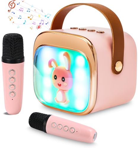 karaoke macchina bambini con 2 microfono karaoke bambini macchina karaoke portatile karaoke con luce LED ed effetti di cambiamento vocale, regali per età 5-12 bambini, ragazzi, ragazze