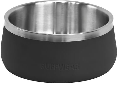 Ruffwear Basecamp Napf, Edelstahl-Hundenapf, leicht und tragbar für Hundeleckerlis, Futter und Wasser, Rutschfester und spülmaschinenfester, auslaufsicherer Behälter, Basalt Gray