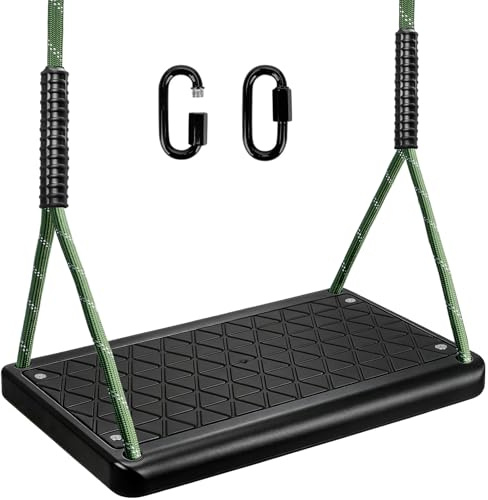 Heavy Duty Swing Seat, Non Slip Tree Swing Set with Adjustable Rope, Playground Swing Set Accessories for Kid Indoor Outdoor Backyard (Black)