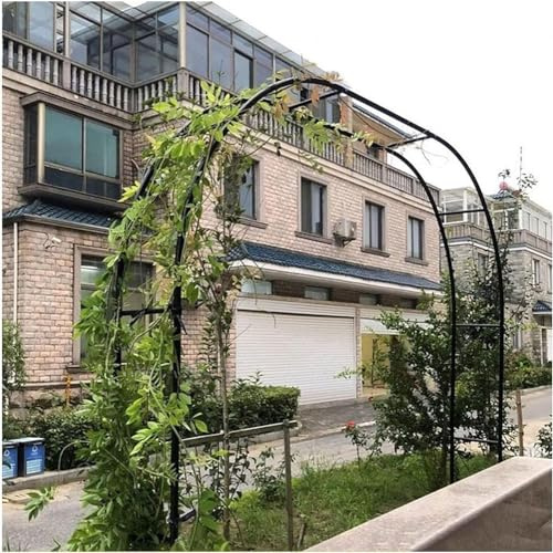 Metall-Gartenbogen für Kletterpflanzen, 3,5 m breit, stabile Rosentorbogen, Rankgitter, langlebig, wetterbeständig, Eisen, Pergola, schwarz, B 3,5 m x H 2,2 m