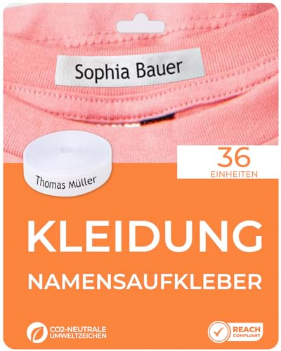 36 personalisierte Namensetiketten Stoffetiketten, ideal für Ihre Kinder. Bügeletiketten zum Beschriften von Textilien Geeignet für Kindergärten, Schulen