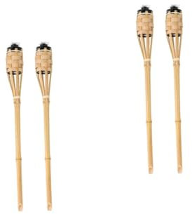 NUOBESTY 2 Set Torcia Di Bambù Torcia Da Campeggio Arredamento Vimini Puntello Della Torcia Fiammeggiante Tremolante Illuminazione Con Torce Beige 2 Pezzi*2