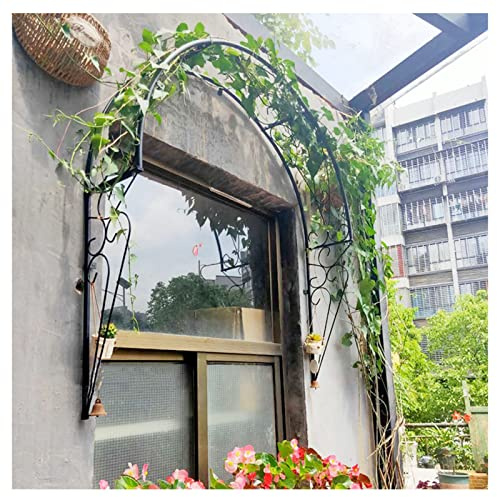 Rosenbogen aus Metall, Wandmontage, für Kletterpflanzen, 100 cm, dekorativer Gartenbogen für Balkon, Fenster, Türen, schwarz, perfekt für Eingänge