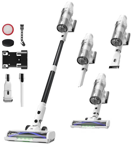 ElecKeys Akku Staubsauger 48000Pa/580W/65Min Staubsauger Kabellos mit LED Display, Selbststehend, Anti-Tangle-Bürste, 7-Schicht-Filtration, Akkustaubsauger für Hartböden Teppiche Tierhaare, Schwarz