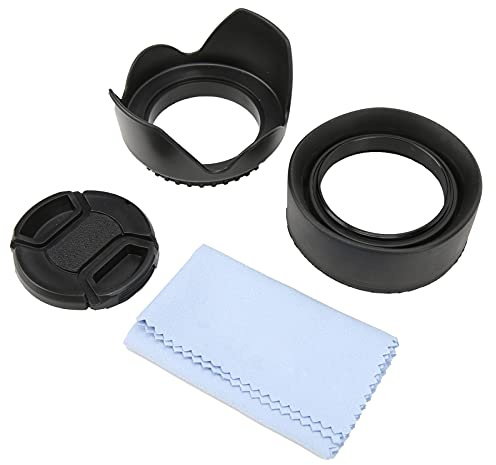 Yctze Zusammenklappbare Gegenlichtblende aus Gummi, 4-in-1-Gegenlichtblende-Set mit Gegenlichtblende aus Gummi und aus Stoff, Set mit Objektivkamera und Fotoobjektivzubehör (52mm)
