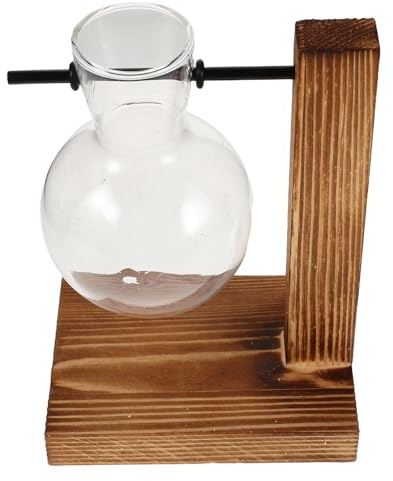 NUOBESTY Station de Propagation pour Plantes Hydroponiques avec Vase Tubulaire en Verre Transparent et Support en Bois Naturel – Récipient Multifonction Compact pour Bulbes Décoration