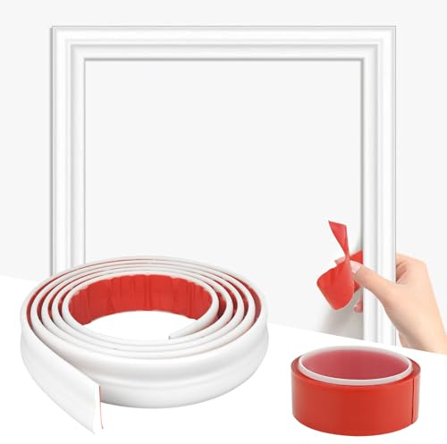 Peel and Stick Wall Moulding Panels - 3M x 4CM Wall Molding Trim TPE | Wall Panelling Kits Self Adhesive, Flexible DIY Wall Trim Molding Trim for Home Decoration Chair Rail Cabinet Mirror Frame