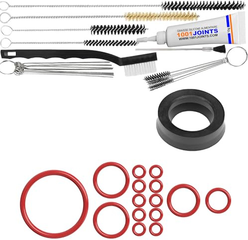 KIT 16 JOINTS ENTRETIEN PERCOLATEUR SOUPAPE DE SUPPORT RÉSERVOIR D'EAU TUYAUX DE PRESSION MACHINE À CAFÉ REMPLACEMENT COMPATIBLE AVEC SIEMENS BOSCH SOLIS SATRAP TURMIX ETC… (BROSSE XXL)