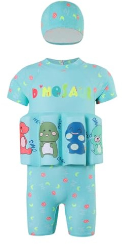 Costume da bagno per bambini 2026 costumi da bagno galleggianti per bambini, costumi da nuoto per bambini, angolo piatto, con asciugatura rapida, pantaloni da nuoto parasole, Verde menta, 7-8 Anni
