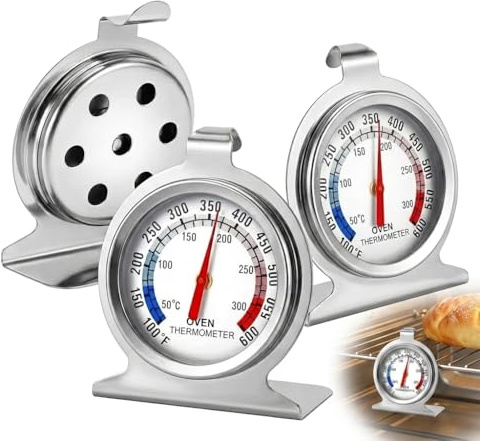 Oven Thermometer 50-300°C/100-600°F, 3PCS Compact and Easy to Read Oven Temperature Gauge, Accurate Cooking Thermometer for Fan Conventional Ovens, Durable Stainless Steel Design Home Baking, Roasting