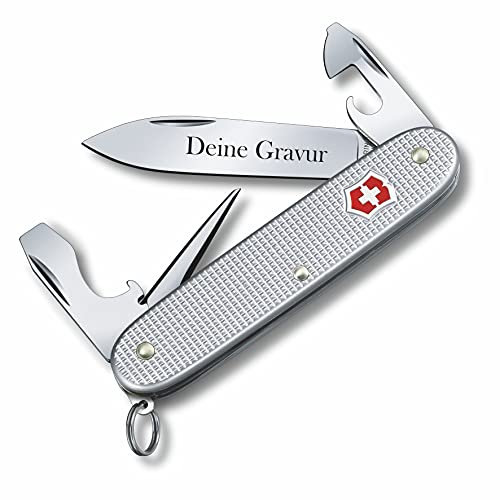 Victorinox Coltello da Tasca Pioneer Alox Con Richiesta Incisione Auf Der Lama I Regalo per Uomini Donne I Per Compleanno I Svizzero Personalizzato Con 8 Funzioni 0.8201.26