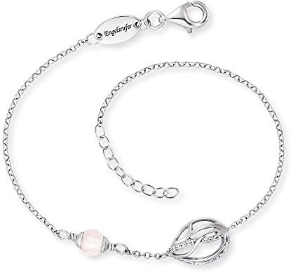 Engelsrufer Damen Armband Himmelsträne mit Lebensblume aus Sterling Silber und Kraftstein Rosenquarz - Karabinerverschluss - in diversen Längen verstellbar - nickelfrei