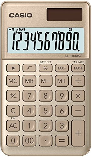 CASIO Calculator SL-1000SC - Calculadora de impuestos de 10 dígitos de Colores Elegantes de Aluminio, Frontal, Funciona con Pilas solares