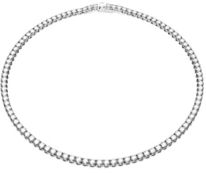 Swarovski Matrix Tennishalsband, Rundskuren, Vit, Rhodiumpläterad