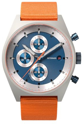 DeTomaso D10 Chrono SOLAR Gray Blue Grau Blau Herren-Armbanduhr Analog Solar Armband Orange